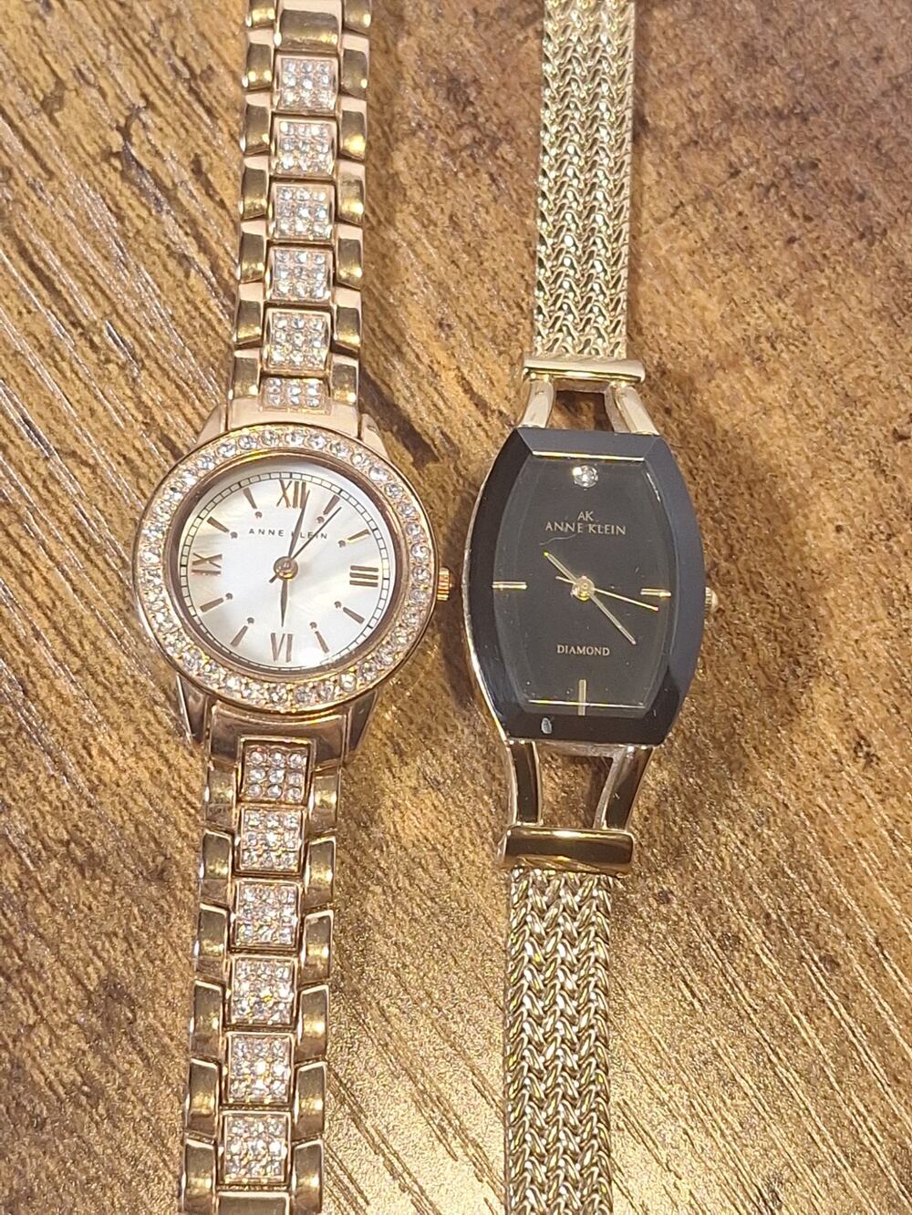 Vintage Anne Klein Ladies Quartz Watch Lot Diamond Accent Gold Tone